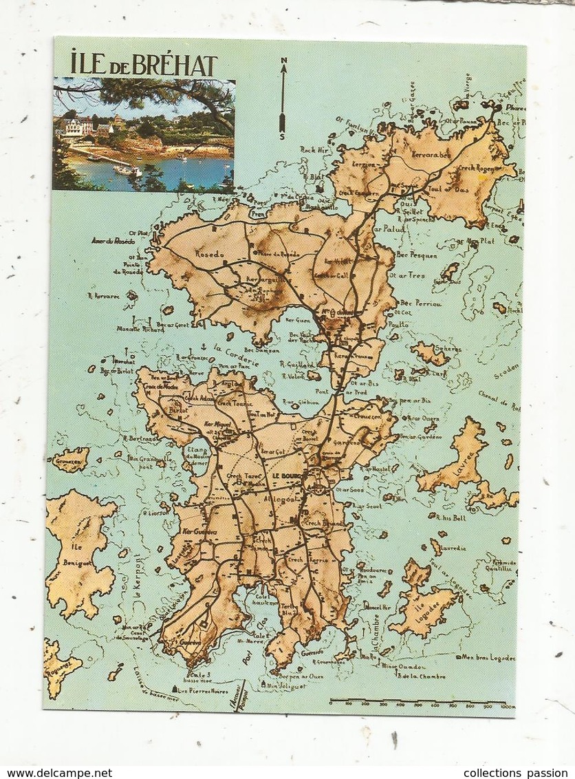Cp , Carte Géographique ,  22 , ILE DE BREHAT,  Vierge - Maps
