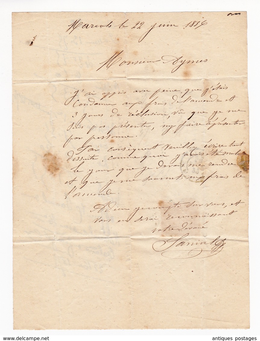 Lettre 1856 Marcols les Eaux Saint Pierreville Ardèche Timbre Napoléon III 10 Centimes