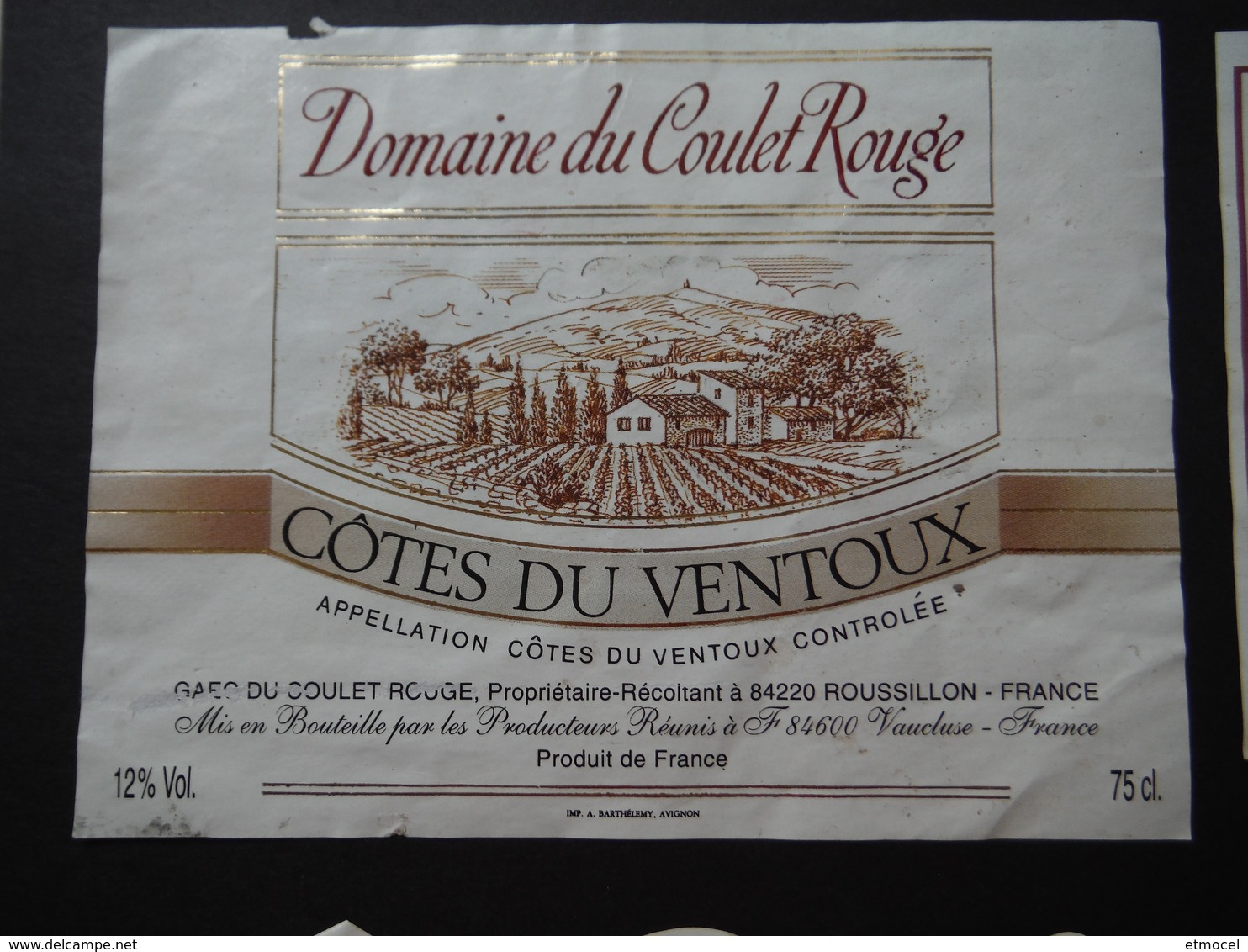 Côtes Du Ventoux Domaine Du Coulet Rouge 1994 - GAEC Du Coulet Rouge à Roussillon - Côtes Du Ventoux
