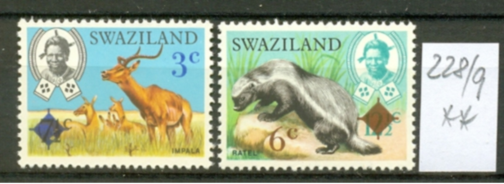 SWAZILAND - 228/9  Auzfdr. Neuer Wert  Kpl.Ausg.postfr - Swaziland (1968-...)