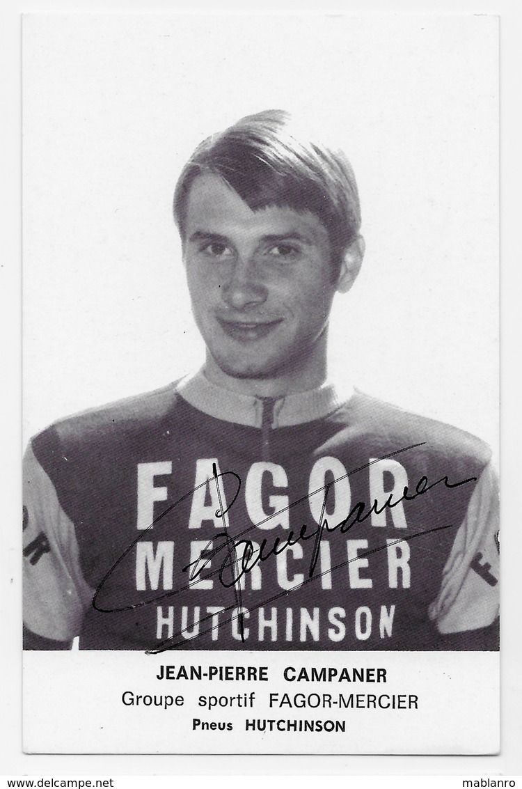 CARTE CYCLISME JEAN PIERRE CAMPANER SIGNEE TEAM FAGOR - MERCIER 1970 - Ciclismo