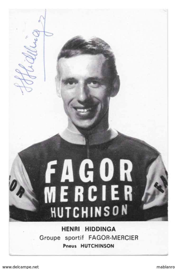 CARTE CYCLISME HENRI HIDDINGA SIGNEE TEAM FAGOR - MERCIER 1970 - Ciclismo