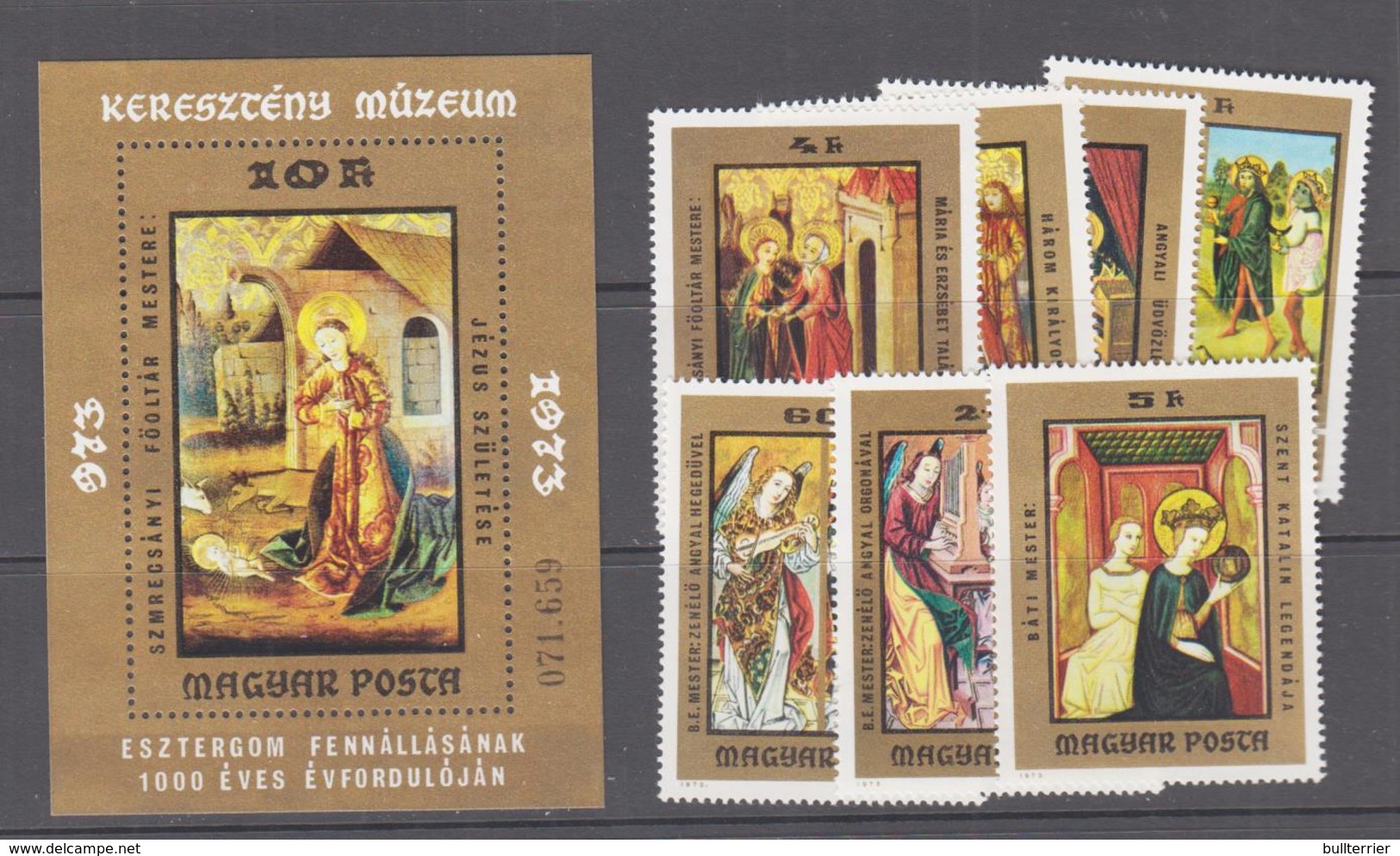 HUNGARY -  1973 - EZTERGOM PAINTINGS  SET OF 7 + SOUVENIR SHEET MINT NEVER HINGED ,SG £12.30 - Unused Stamps