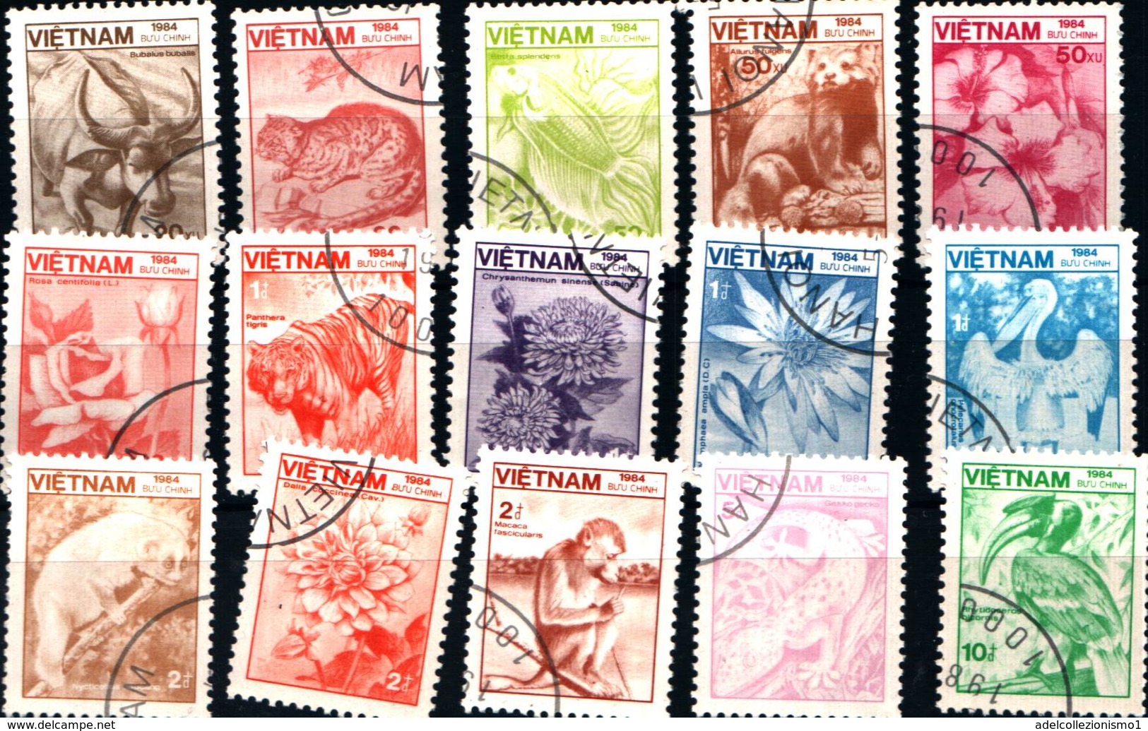 6441B) Vietnam 1984 Mi. 1529-1543 - Animali E Piante Flora  -SERIE  -USATA - Vietnam
