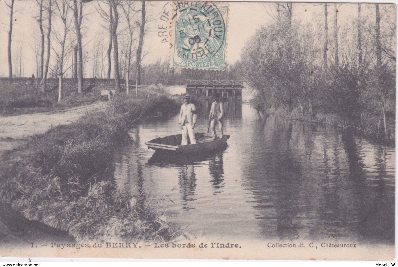 36 - PAYSAGE DU BERRY - LES BORDS DE L'INDRE   COLLECTION E.C. CHATEAUROUX  - BARQUE  PONT - Altri & Non Classificati