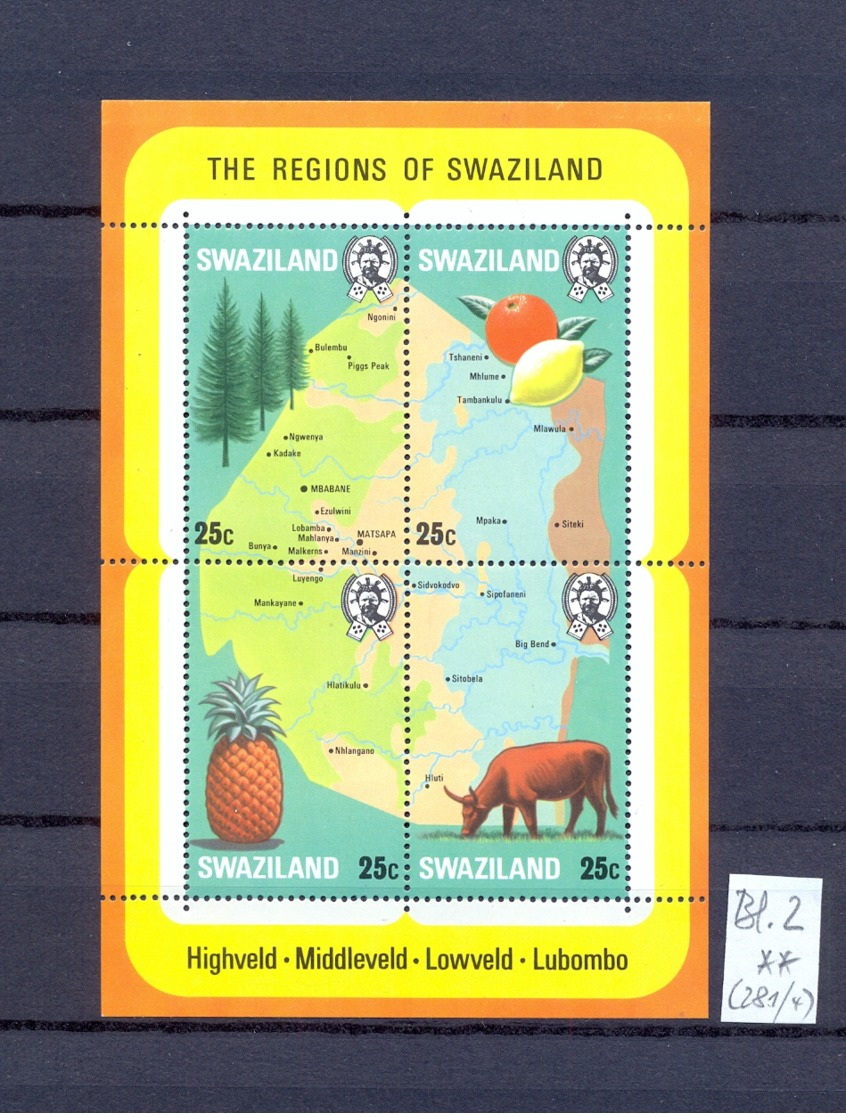 SWAZILAND - 281/4 = Block 2  Gebietskarten  Kpl.Ausg. Postfrisch - Swaziland (1968-...)