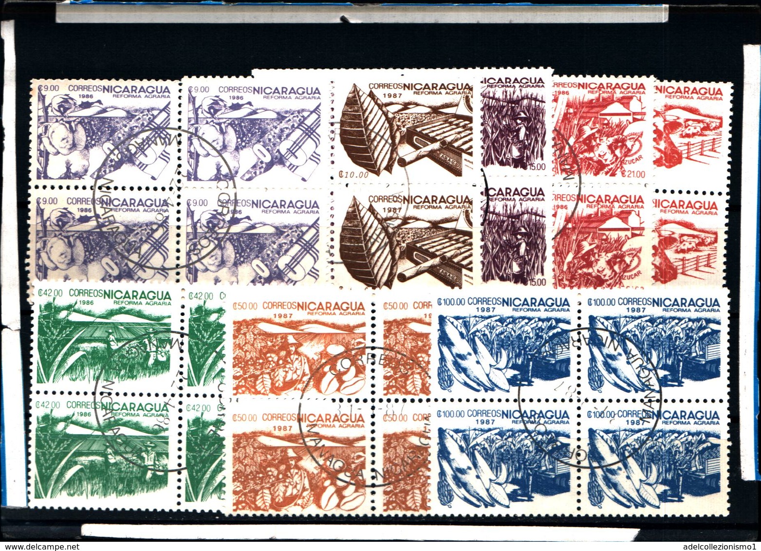 6443B) Nicaragua 1987 SG # 2854-61 Riforma Agraria Utilizzati -SERIE  IN QUARTINA-USATA - Nicaragua