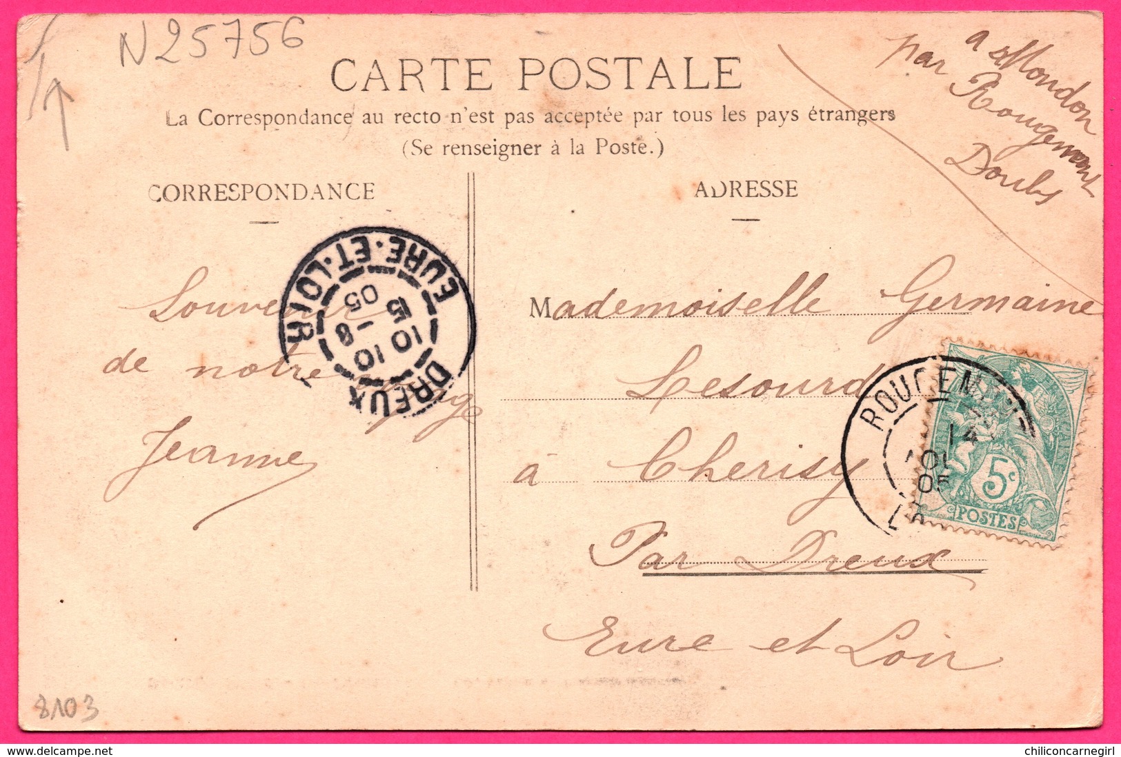 St - Saint Sulpice - Le Pont - Animée - Edit. Librairie VUILLEMIN - Pour CHERISY Par DREUX à MOUDON Par ROUGEMONT 1905 - Saint Sulpice