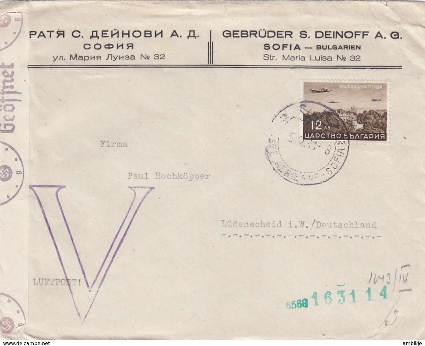 Bulgray Brief Zensur 1941 - Cartas & Documentos