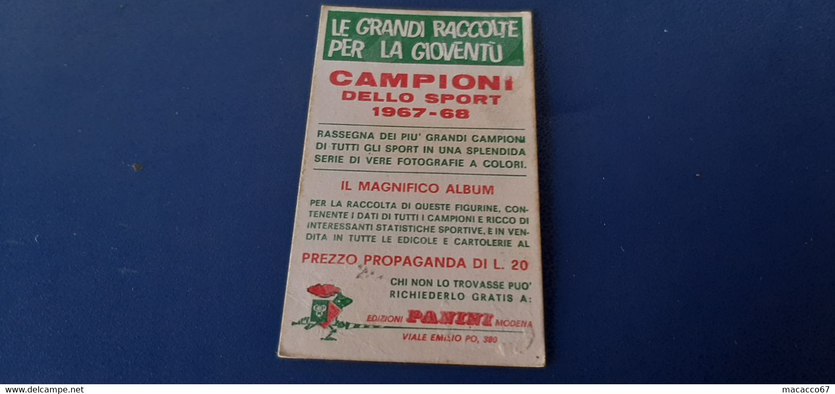 Figurina Panini Campioni Dello Sport 1967 - 254 Raymond Poulidor - Edizione Italiana