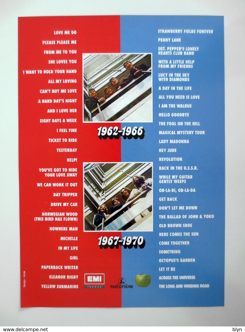 BEATLES : FLYER PUBLICITAIRE Pour La Sortie Des Albums CD Rouge Et Bleu - Autres & Non Classés