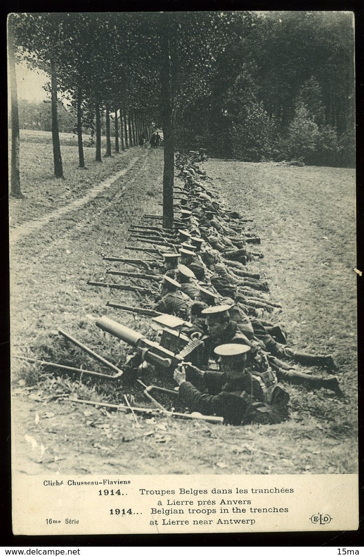 Lierre 1914 Troupes Belges Dans Les Tranchées Près D'Anvers Chusseau Flaviens ELD Lier - Lier