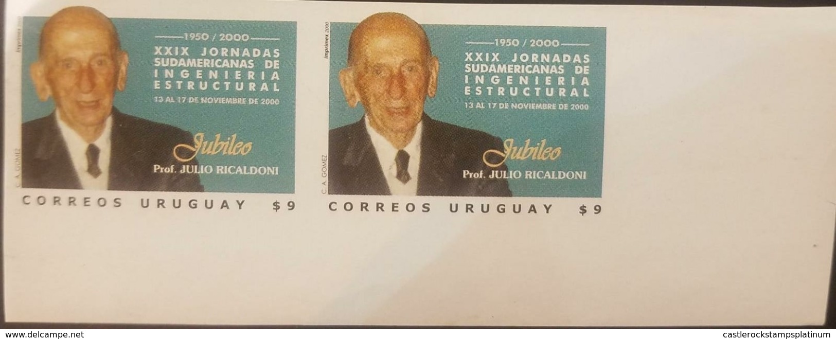 O) 2000 URUGUAY, IMPERFORATED, STRUCTURAL ENGINEER -PROF. JULIO RICALDONI- SC 1886, MNH - Uruguay