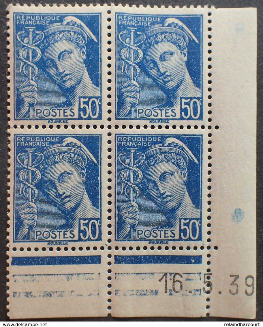 R1615/482 - 1939 - TYPE MERCURE - BLOC N°414A TIMBRES NEUFS** CdF Daté - 1930-1939