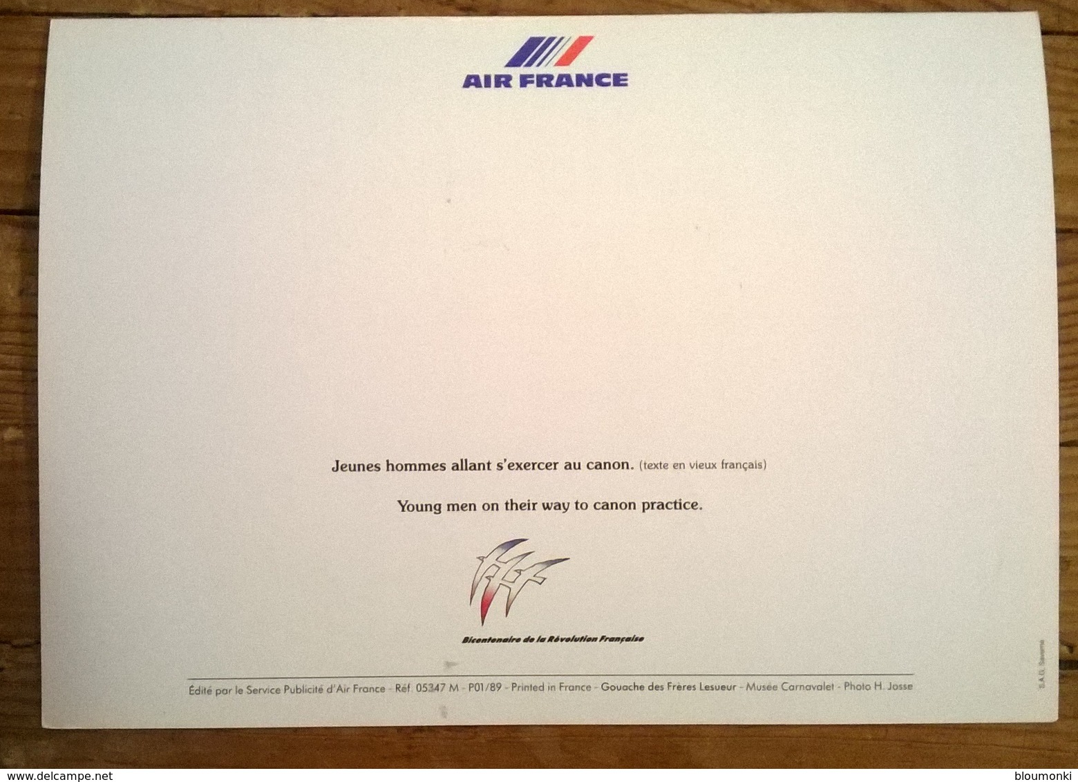 Menu AIR FRANCE /  MEXICO - PARIS    / Bicentenaire De La Révolution Française / Jeunes Hommes Allant S'execer Au Canon - Menükarten