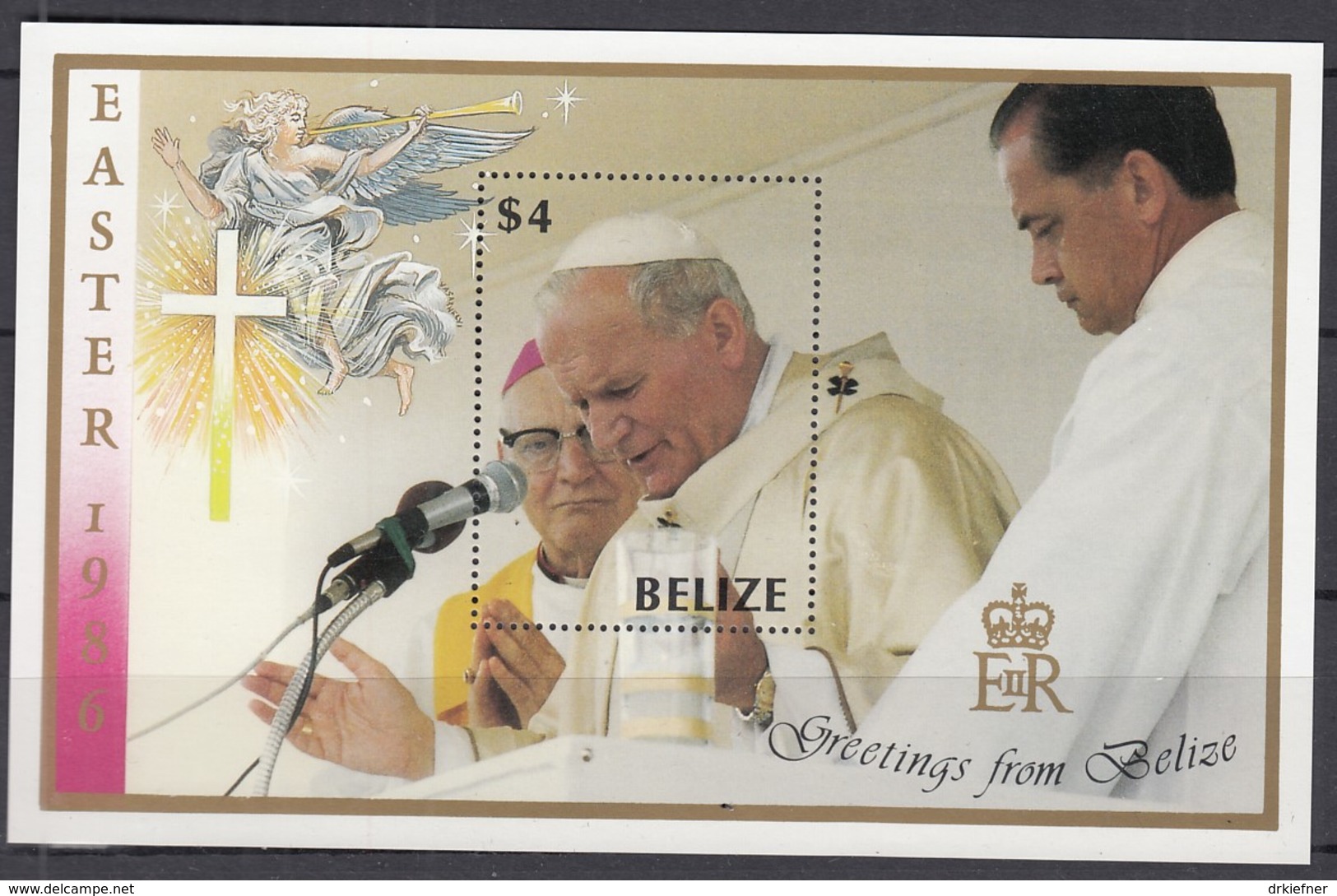 BELIZE Block 77, Postfrisch **, Ostern: Besuch Von Papst Johannes Paul II, 1986 - Belize (1973-...)