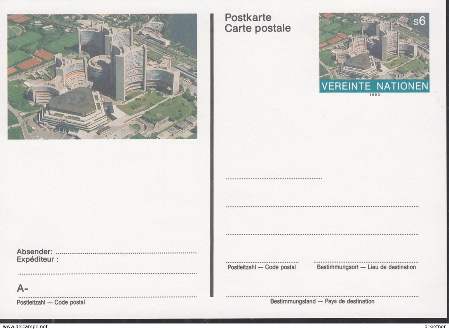 UNO WIEN, Postkarte P 7, Ungebraucht *, UNO-Zentrum 1993 - Briefe U. Dokumente