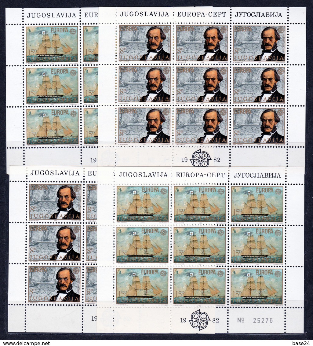 1982 Jugoslavia Yugoslavia EUROPA CEPT EUROPE 18 Serie Di 2v. In 4 Minifogli MNH** 8 Minisheets - 1982