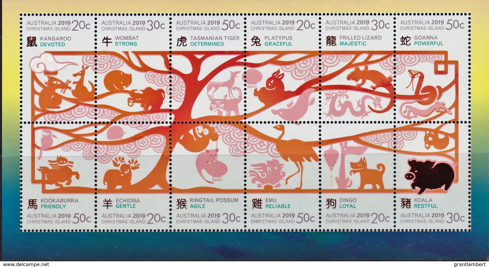 Christmas Island 2019 Year Of The Pig Zodiac  Block Of 10 MNH - Christmas Island