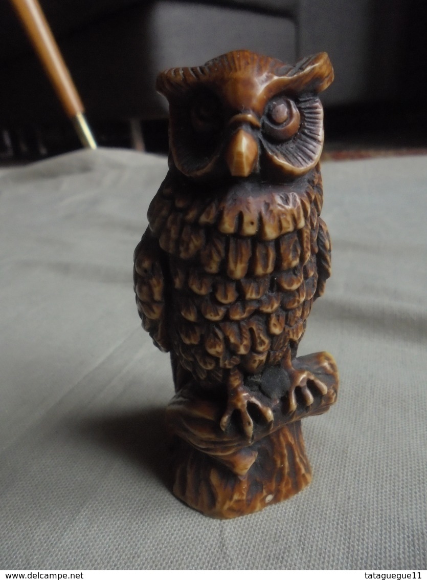 Vintage - Statuette De Chouette Hibou En Résine - Animaux