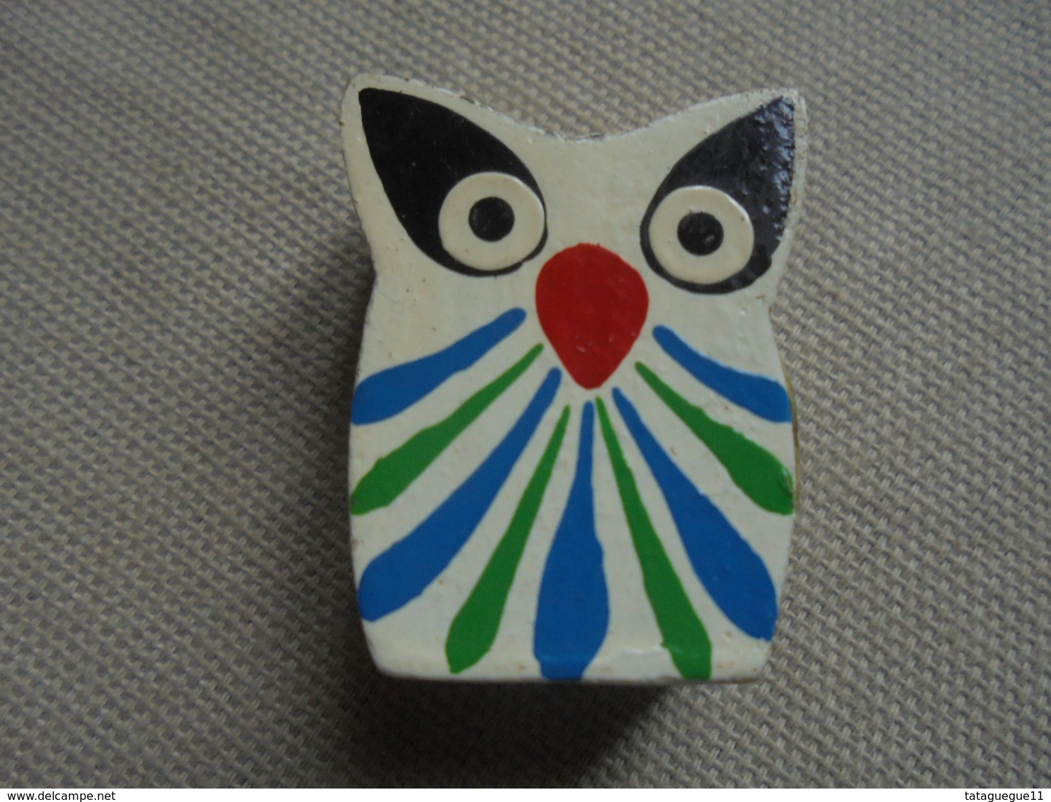 Vintage - Mini Chouette Hibou En Bois Peint - Animals