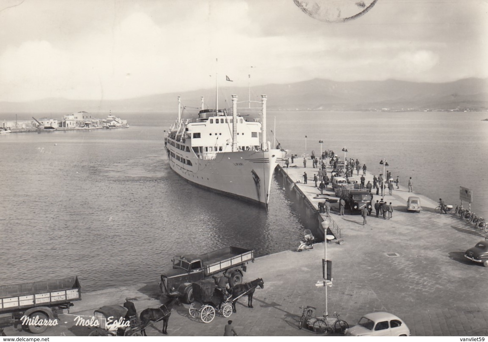 MILAZZO-MESSINA-MOLO EGLIA-CARTOLINA VERA FOTO  VIAGGIATA IL 17-4-1960 - Messina