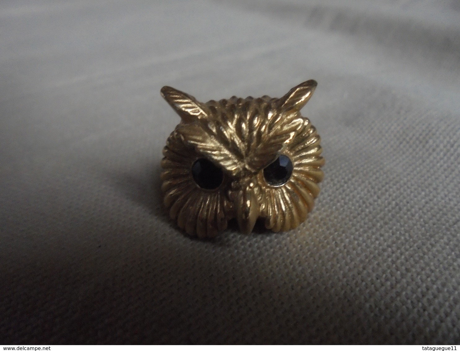 Vintage - Mini Chouette Hibou En Métal Doré - Animaux