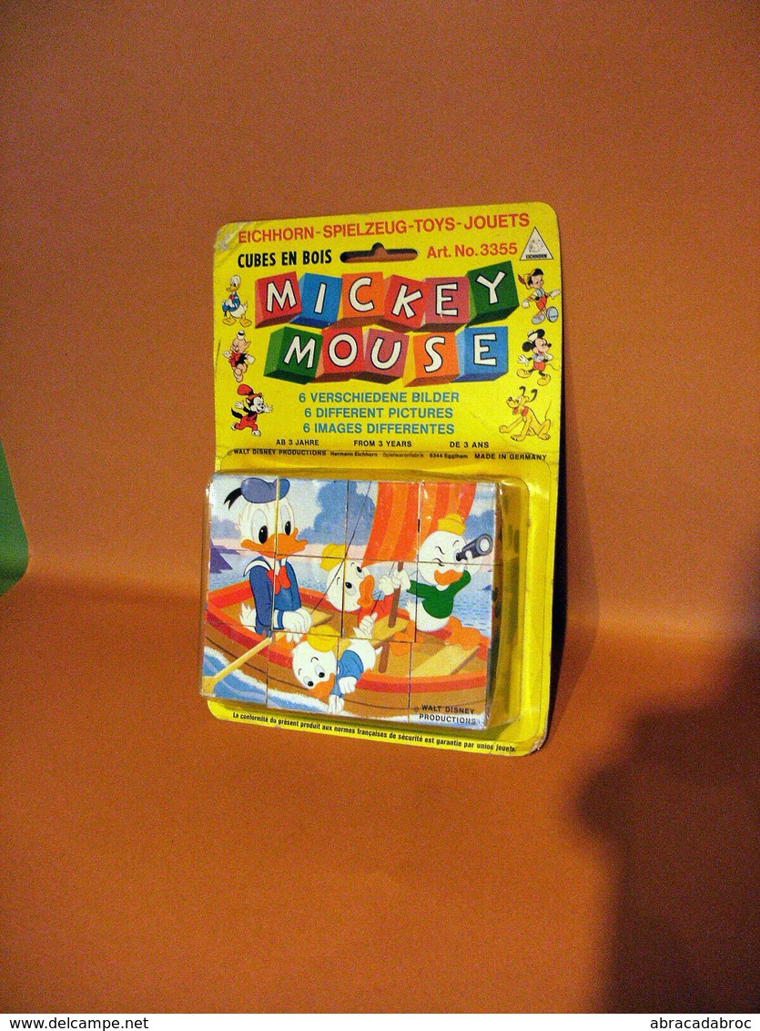 Petit Jeu De Cubes - Mickey Mouse - Neuf Sous Blister D'un Ancien Lot De Stock - Jouets Anciens