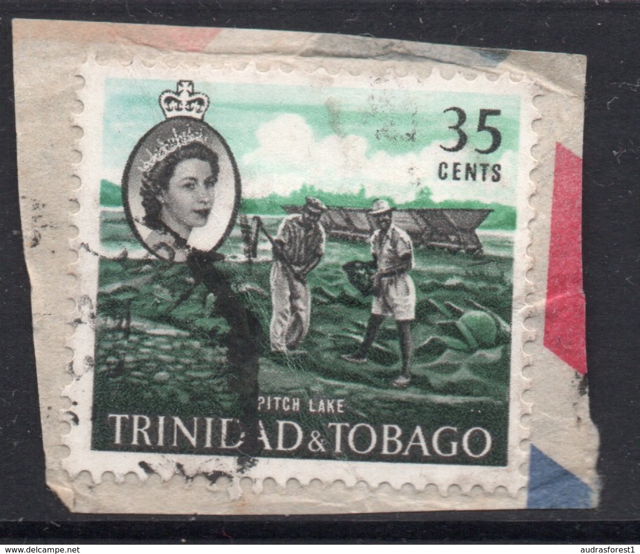 35c Value TRINIDAD AND TOBAGO Postally Used Stamp On Paper , Postmarked Circa 1960 - Trinidad Y Tobago (1962-...)