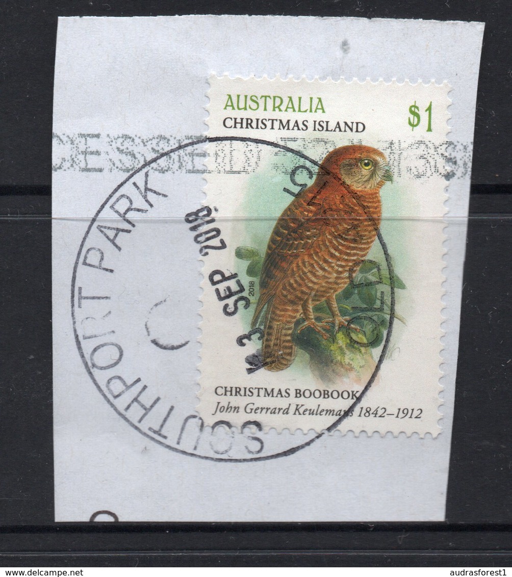 $1 Value CHRISTMAS ISLAND Postally Used Bird Stamp On Paper, Postmarked 13 SEP 2018 - Christmas Island