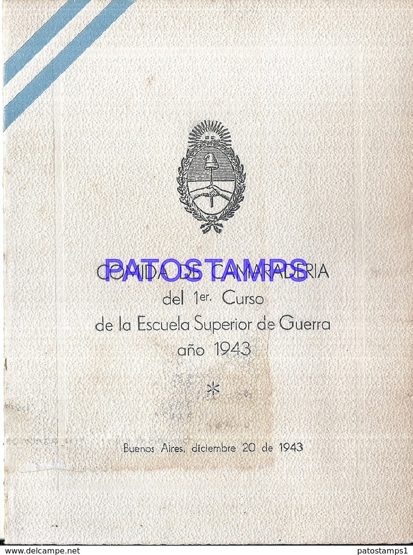 117180 ARGENTINA BUENOS AIRES JOUSTEN HOTEL COLEGIO MILITAR DE LA NACION PROMOCION 1931 AÑO 1943 MENU NO POSTAL POSTCARD - Altri & Non Classificati