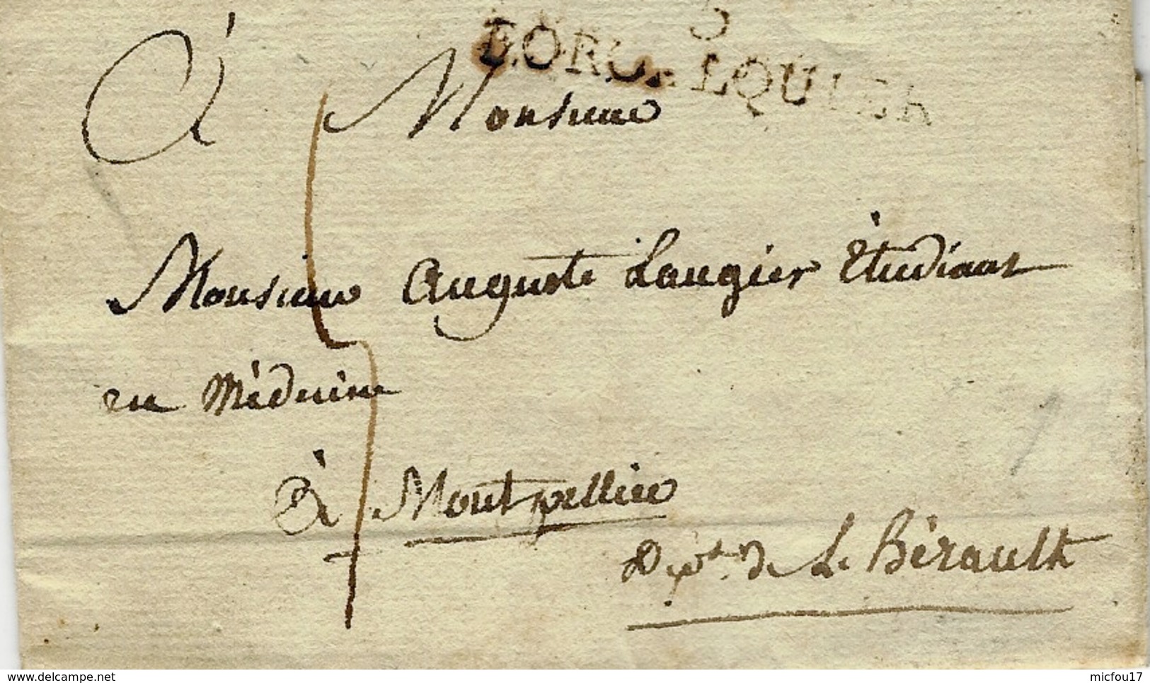 1815- Lettre De 5 / FORTCALQUIER  ( Basses Alpes ) 44 X 10 Mm Noir - 1801-1848: Précurseurs XIX