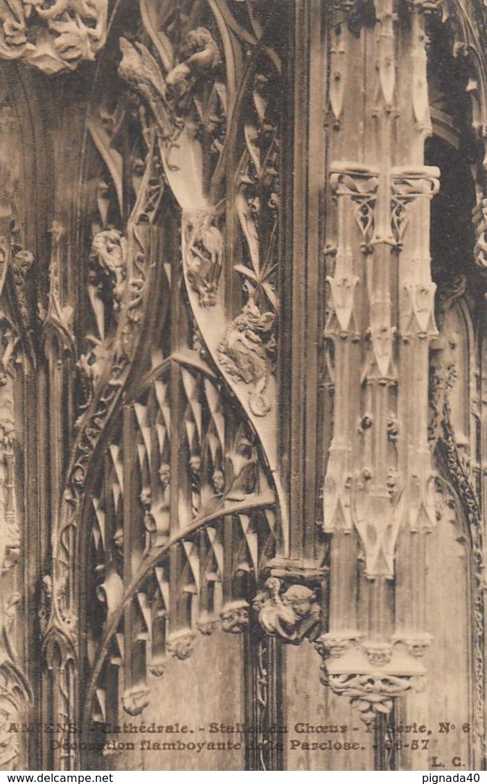 Cp , 80 , AMIENS , Cathédrale, Stalles Du Chœur , Iere Série, N° 6, Décoration Flamboyante De La Parclose - Amiens