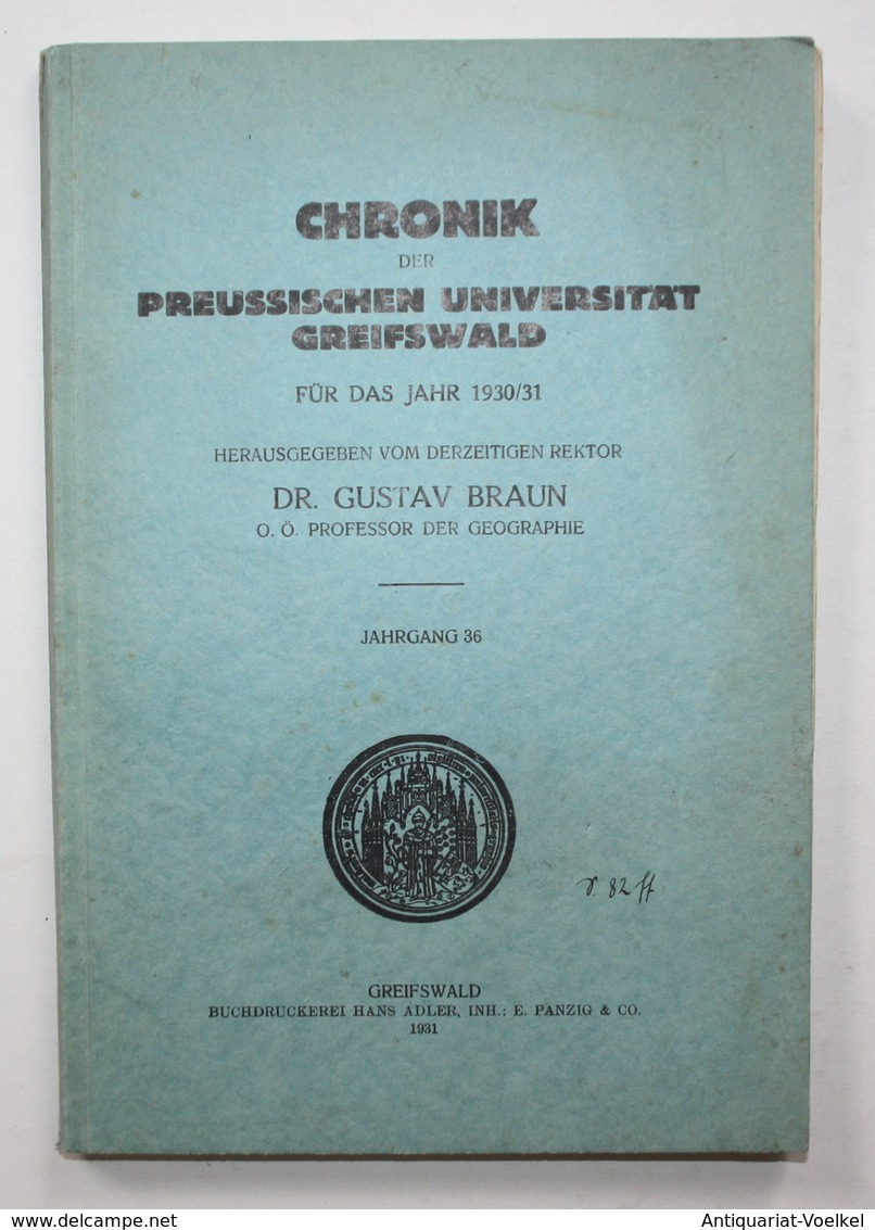 Chronik Der Preussischen Universität Greifswald Für Das Jahr 1930/31 - Ohne Zuordnung