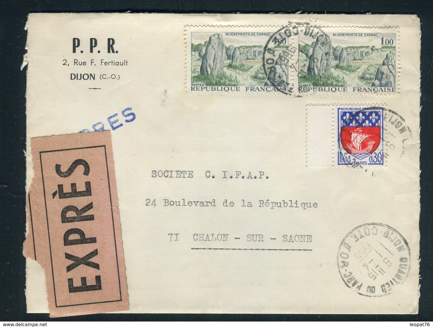 France - Enveloppe En Exprès De Dijon Pour Chalon/ Marne En 1966 - Réf AT 114 - 1961-....