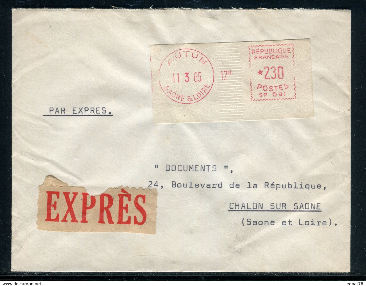 France - Enveloppe En Exprès De Autun Pour Chalon/ Saône En 1965 - Réf AT 129 - 1961-....