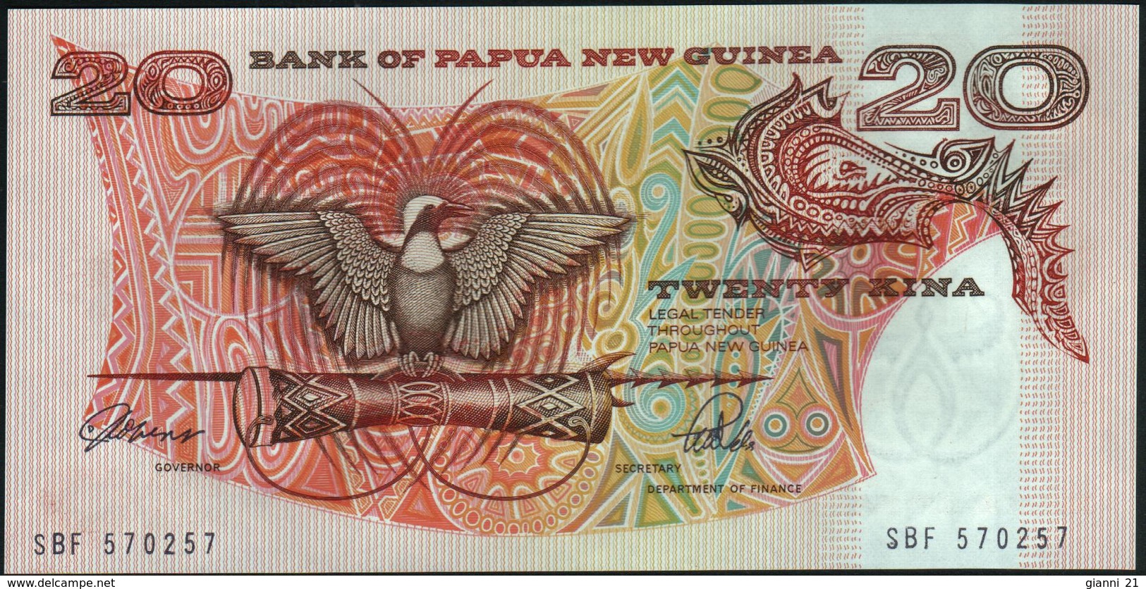 PAPUA NEW GUINEA - 20 Kina Nd.(1989-2001) {Signature 3} {sign. ToRobert & Vele} UNC P.10 A - Papua Nuova Guinea