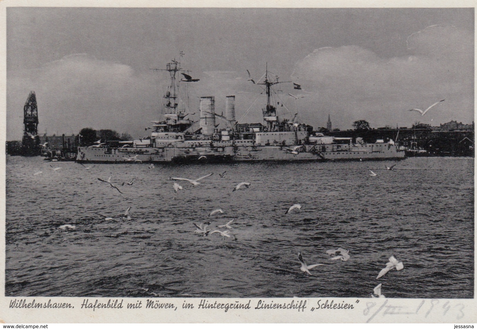 AK - Wilhelmshafen - Linienschiff SCHLESIEN - 1943 - Dampfer