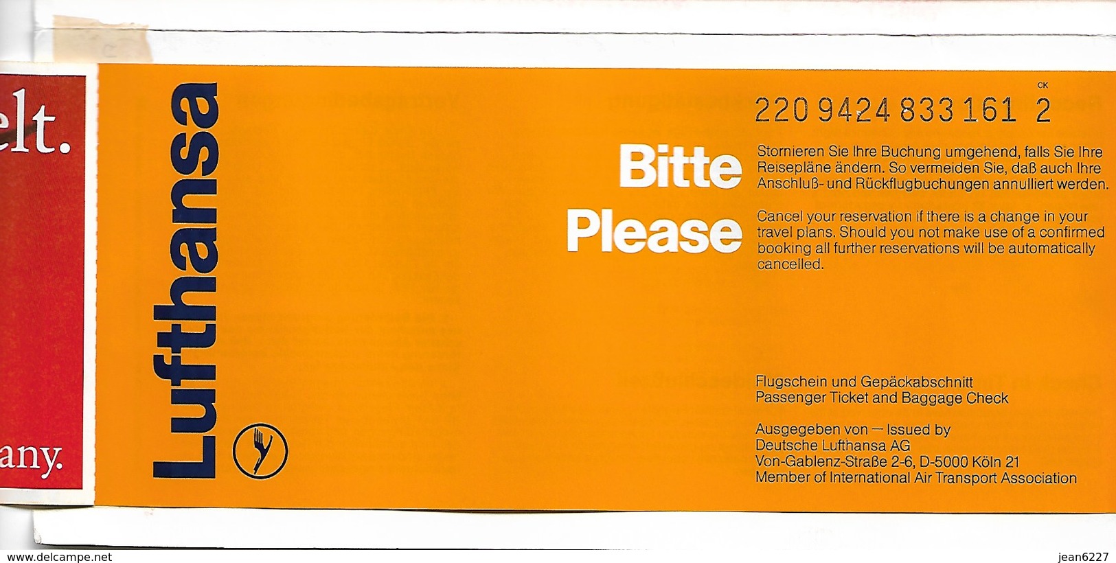 Billet D'avion LUFTHANSA  Nuremberg - Hamburg - Stockholm Bruxelles Et  SAS Hamburg - Copenhagen - Stockholm - Biglietti