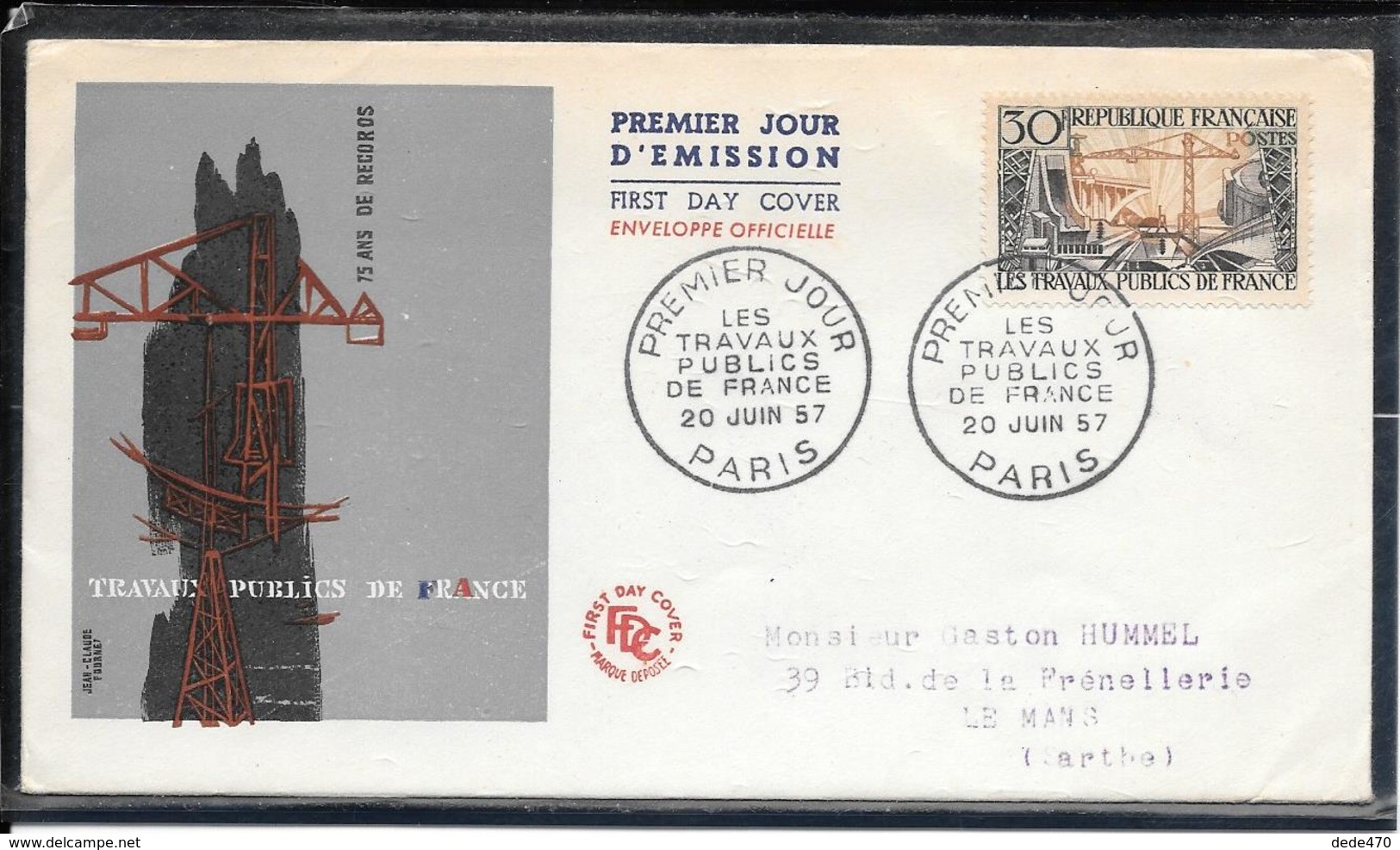 FDC 1957 - 1114  TRAVAUX PUBLICS De FRANCE - 1950-1959