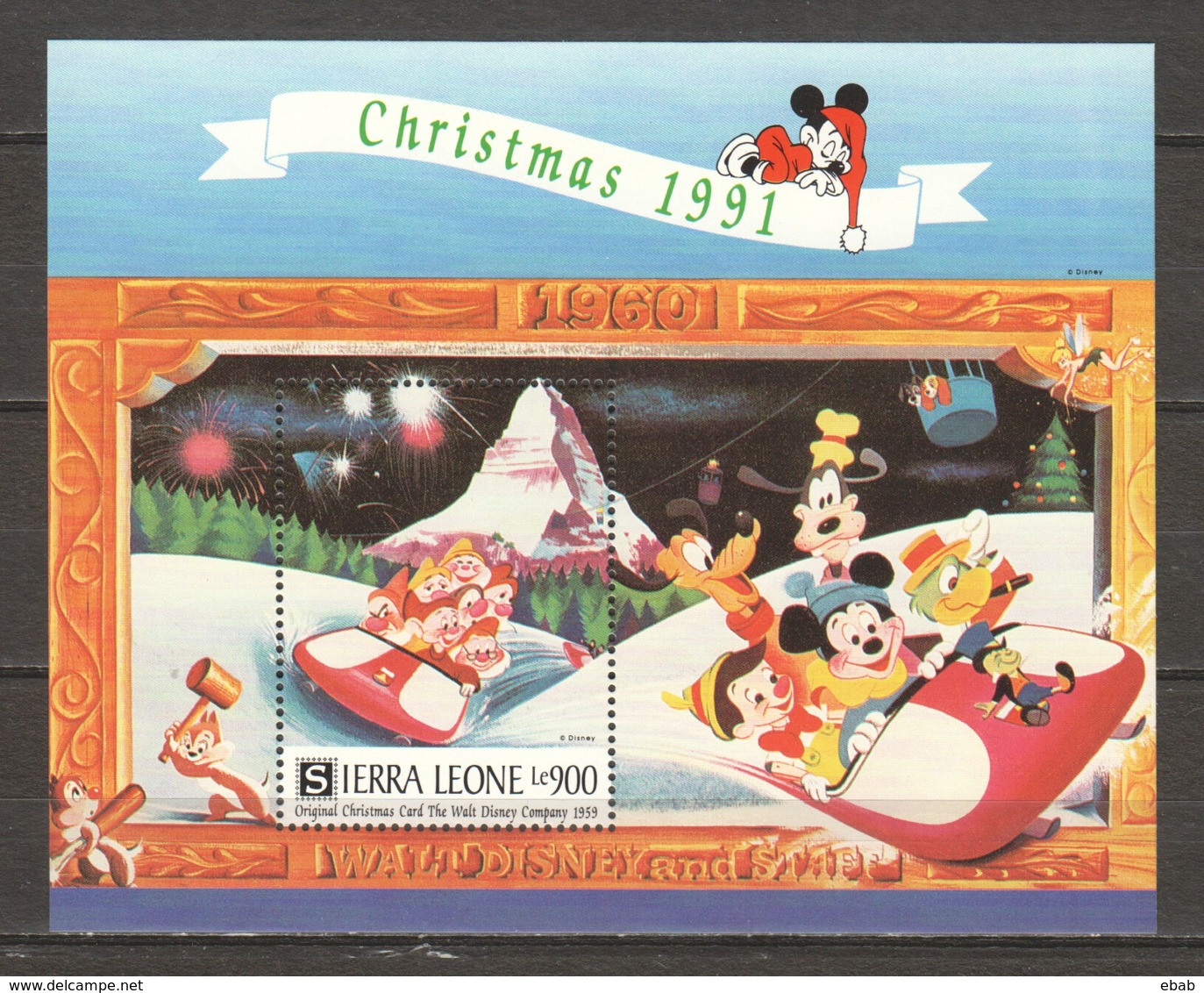 Sierra Leone 1991 Mi Block 186 MNH DISNEY X-MAS - Disney