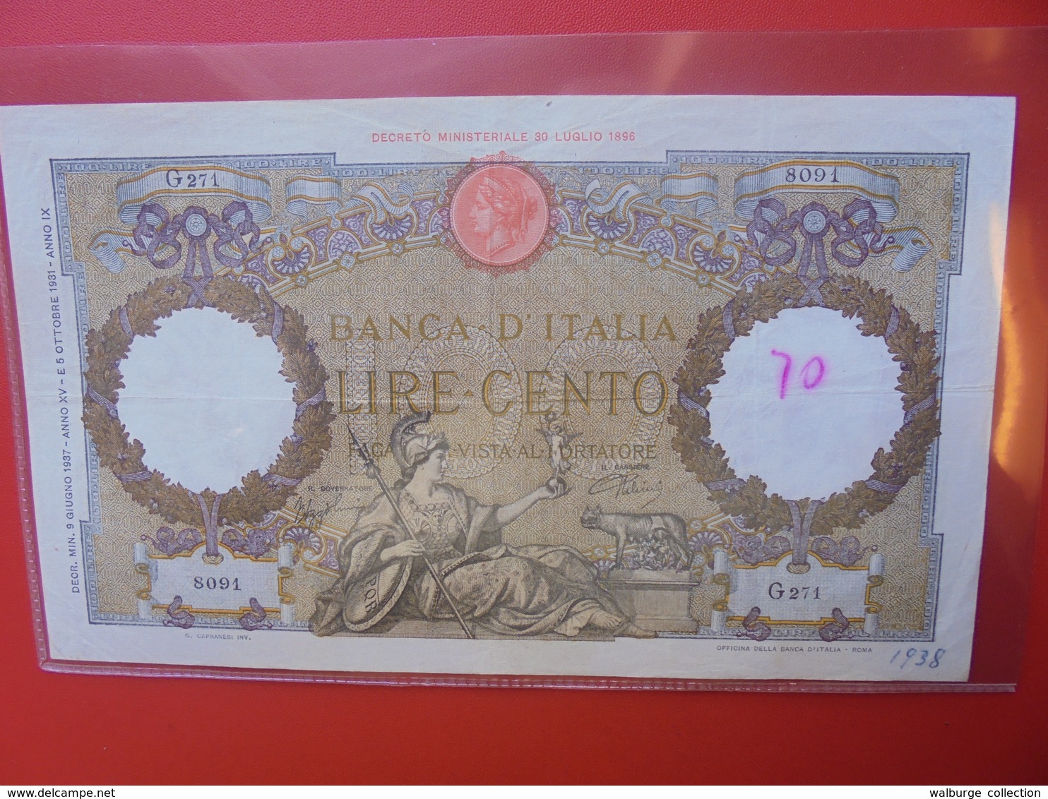 ITALIE 100 LIRE 1931-42 CIRCULER (B.5) - 100 Lire