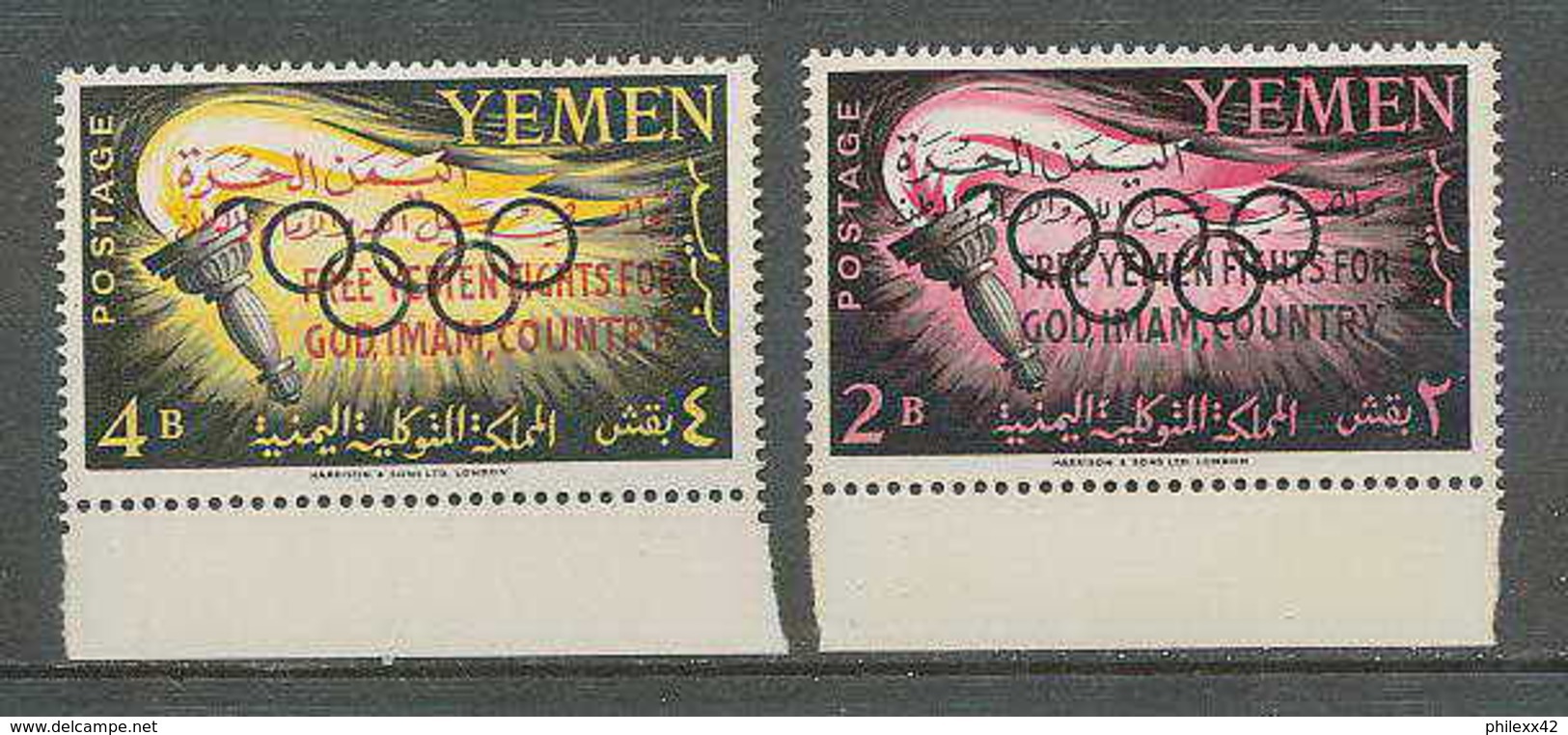 197 Yemen Kingdom MNH ** Mi N° 6 / 7  A  1962 Jeux Olympiques (olympic Games) Cote 10 Euros Overprinted In Red - Yemen