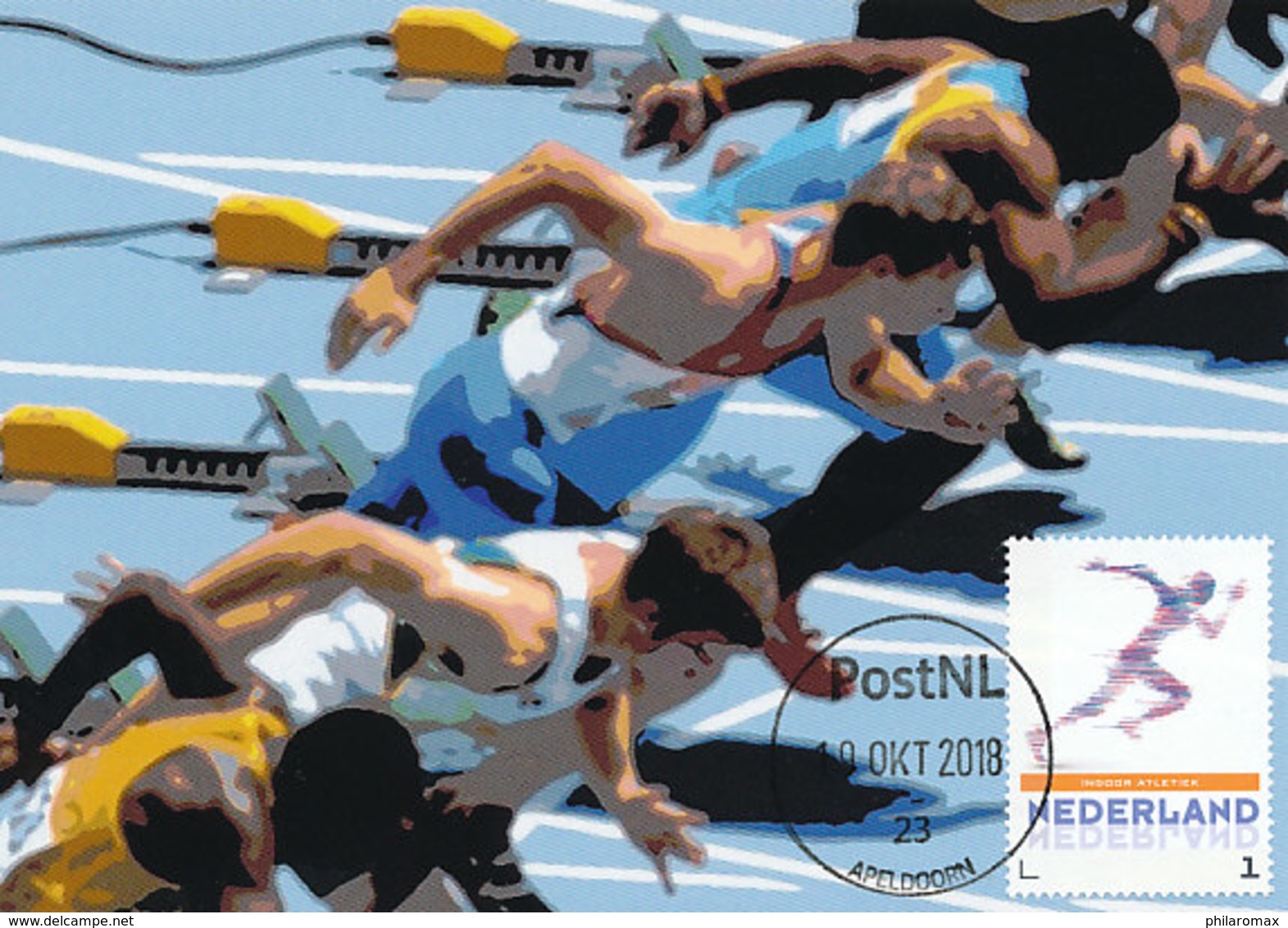 D37743 CARTE MAXIMUM CARD 2018 NETHERLANDS - ATHLETICS SPRINT START INDOOR APELDOORN CP ORIGINAL - Atletiek