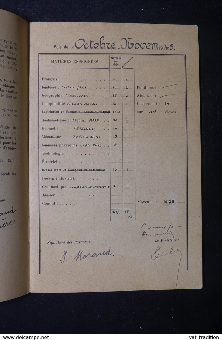 FRANCE- Livret De Correspondance De L 'école Municipale Professionnelle De Dorian En 1945/47  - L 37574 - Sammlungen