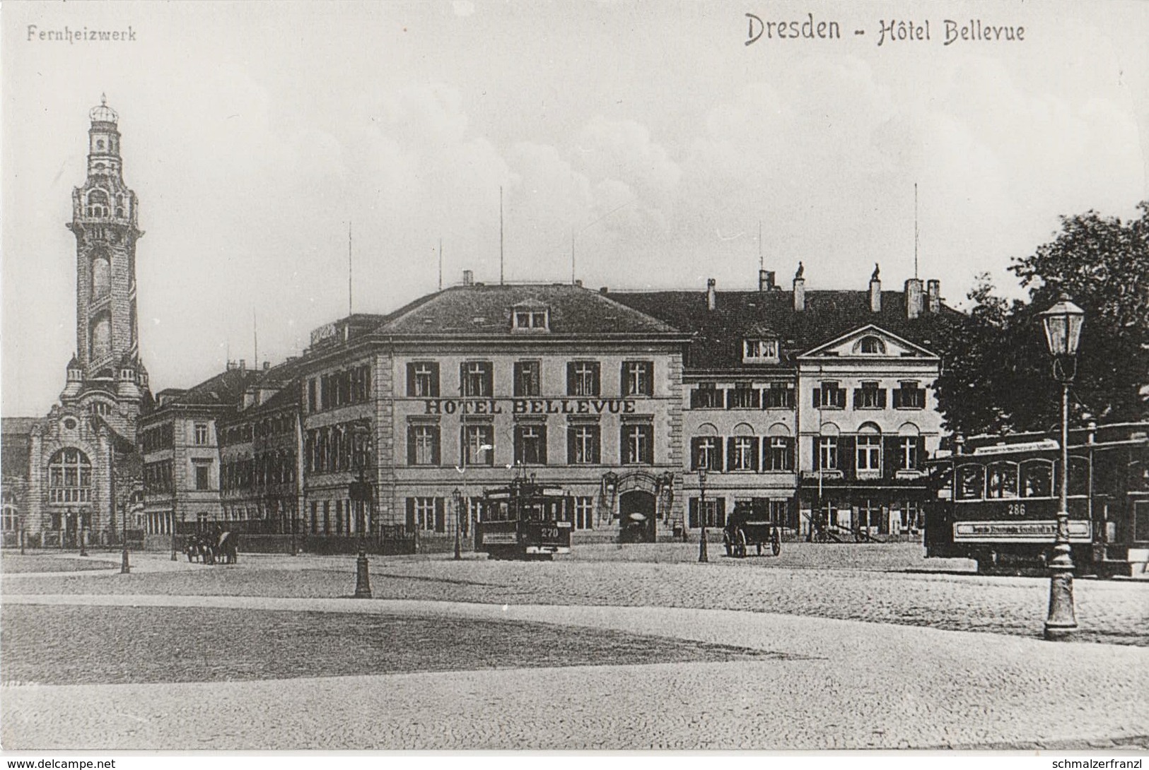 Repro Foto Dresden Altstadt Hotel Bellevue Fernheizwerk Theaterplatz Terassenufer Große Packhofstraße Straßenbahn Tram - Sonstige & Ohne Zuordnung