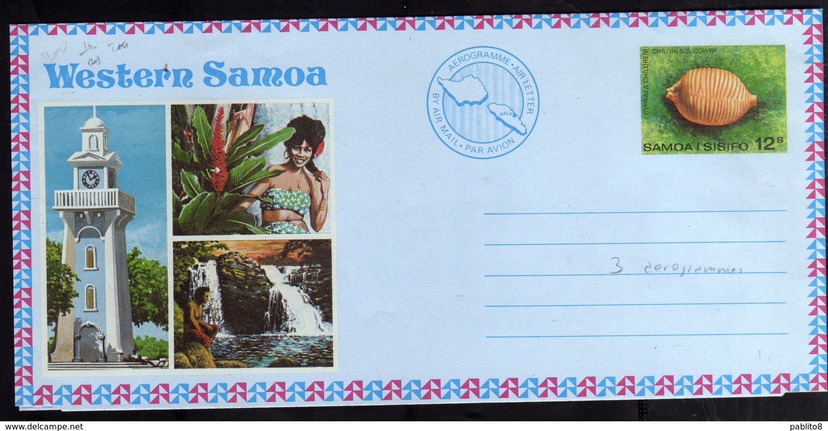 SAMOA 2001 FISH AIR LETTER AEROGRAMME AEROGRAM SHELL 12p UNUSED NUOVO - Samoa