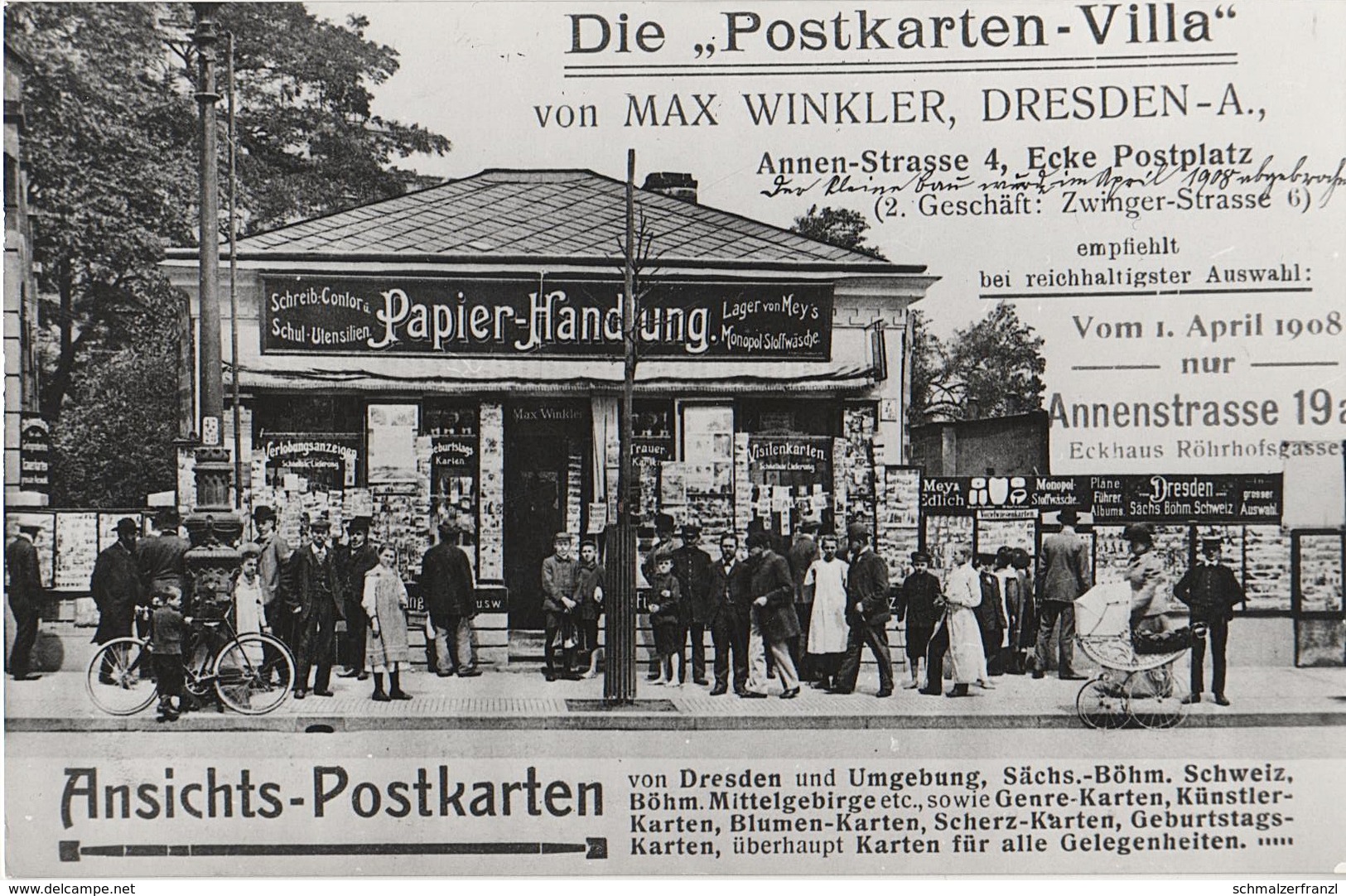 Repro Foto Dresden Altstadt Postkarten Villa Max Winkler Annenstraße 4 Röhrhofsgasse Marienstraße Postplatz Zwinger - Sonstige & Ohne Zuordnung