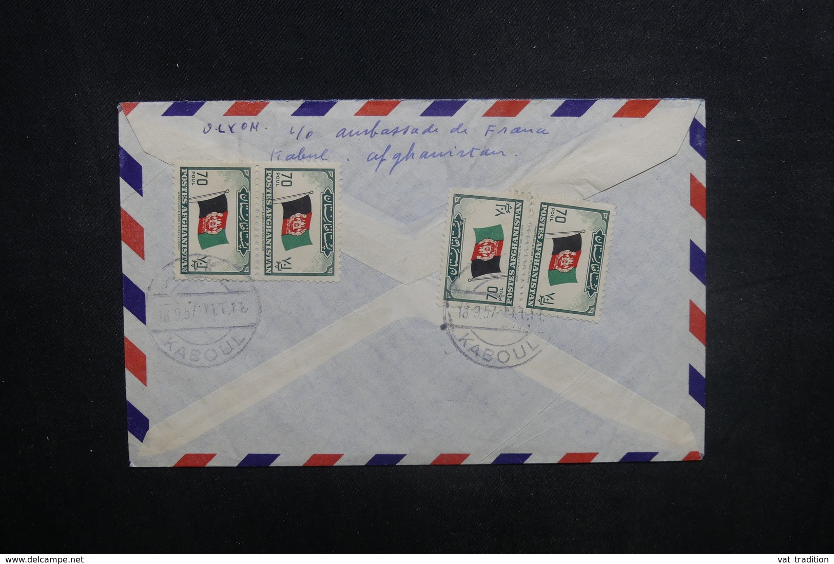 AFGHANISTAN - Enveloppe De Kaboul Pour Paris En 1957, Affranchissement Plaisant Au Verso - L 37586 - Afghanistan