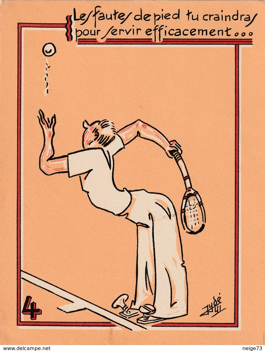 Série De 10 Grandes Images Sur Le Thème Du Tennis - Illustrées Par Jydé - 1941 - Humour - Non Classés